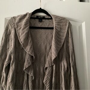 Style & Co Chic Ruffled Knit Cardigan - Taupe